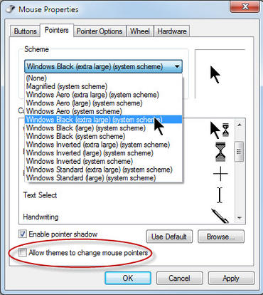 black aero cursor windows 7